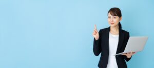 PC持って人差し指